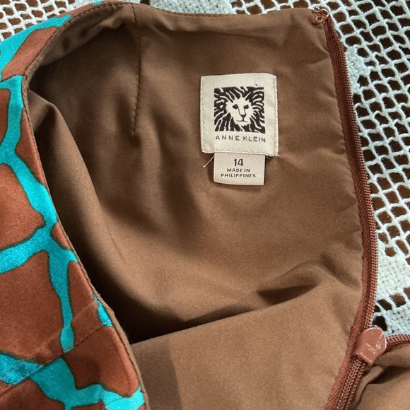 Anne Klein Brown and Teal Midi Dress - Picture 2 of 12